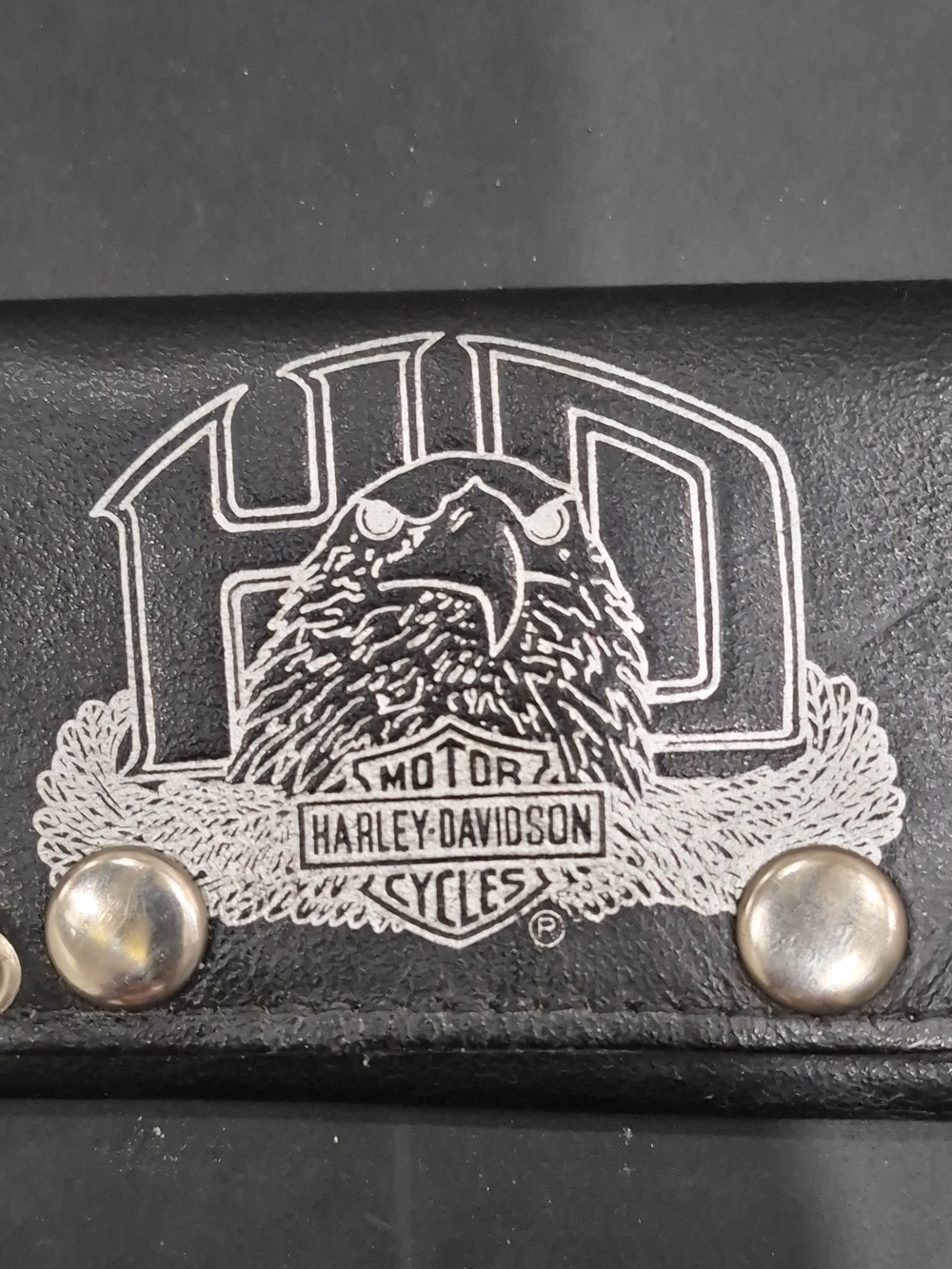 Harley-Davidson Black Leather Wallet with Silver Eagle Emblem